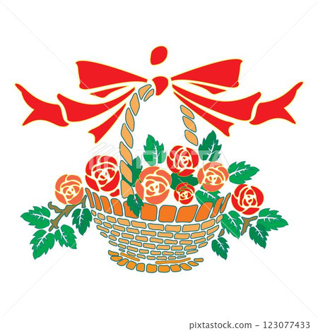 composition with romantic bunch of colorful roses in box vector 123077433