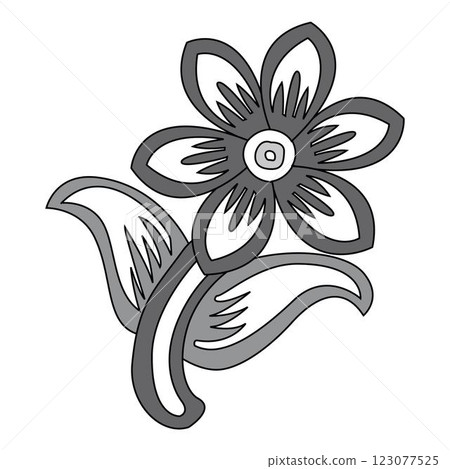 Vintage retro floral calligraphic art decorative elements colored sketch set with flowers isolated vector 123077525