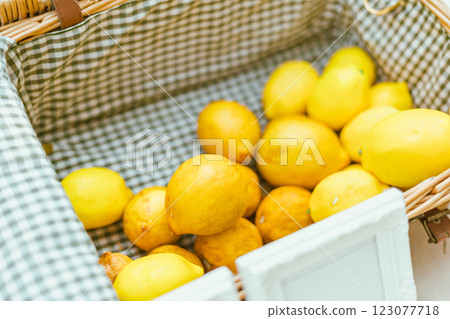 Close up basket of lemons Close up basket of lemons 123077718