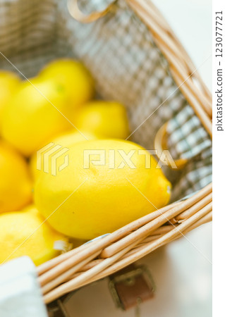 Close up basket of lemons Close up basket of lemons 123077721