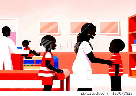 Children Engaging and Interacting Positively in a Bright, Dynamic Educational Setting 123077825