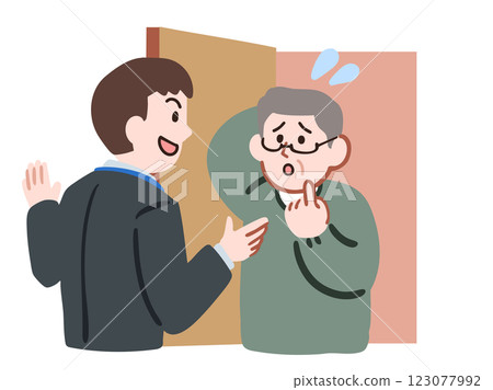 一位老人在上門推銷時遇到了麻煩 123077992