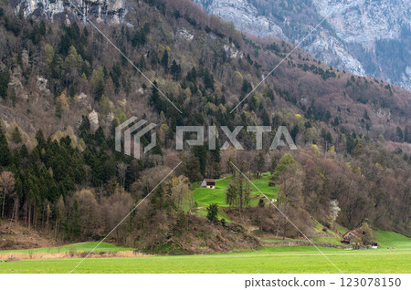 View of the shores of Lake Walensee in Switzerland View of the shores of Lake Walensee in Switzerland 123078150