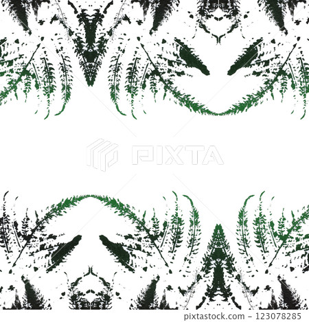 Eco print of leaves. Stylish frame with leaf prints. 123078285
