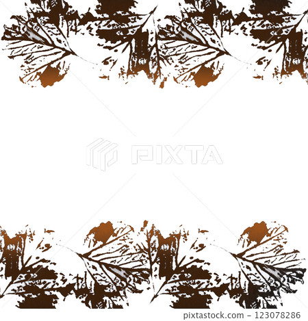 Eco print of leaves. Stylish frame with leaf prints. 123078286