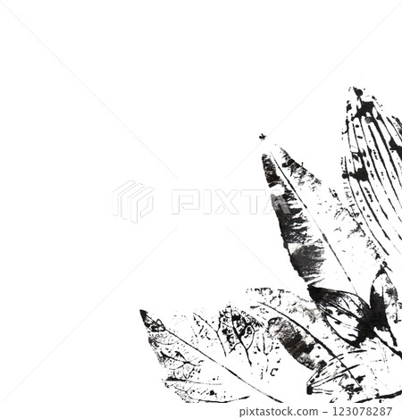 Eco print of leaves. Stylish frame with leaf prints. 123078287