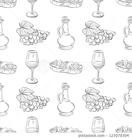 vector seamless pattern line art elements -... - Stock Illustration ...