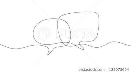 Two bubble speech continuous one line drawing. Minimalist outline concept representing Two bubble speech continuous one line drawing. Minimalist outline concept representing 123078604