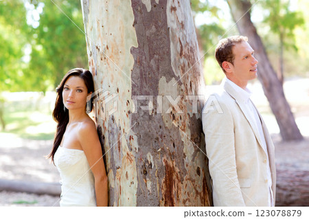 Couple happy in love at park outdoor tree Couple happy in love at park outdoor tree 123078879