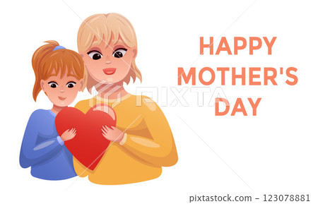 Happy Mother's Day. Illustration daughter gave mom a greeting card Happy Mother's Day. Illustration daughter gave mom a greeting card 123078881