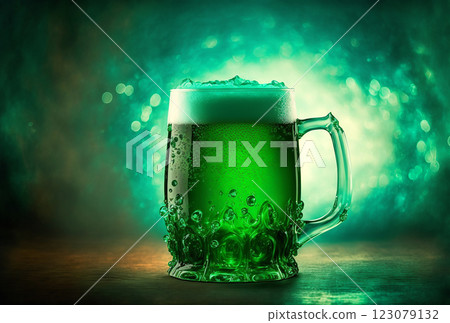 Patrick's day traditional green beer on sunshine bokeh background. Patrick's day traditional green beer on sunshine bokeh background. 123079132