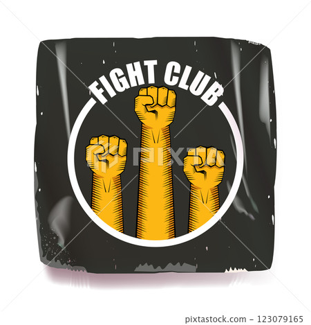 fight club vector grey sticker with logo and orange man fist isolated on white background. MMA Mixed martial arts concept banner and poster design template. Fight club grunge label, icon design fight club vector grey sticker with logo and orange man fist isolated on white background. MMA Mixed martial arts concept banner and poster design template. Fight club grunge label, icon design 123079165