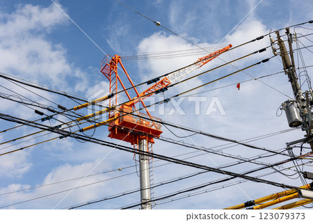 施工現場塔式起重機 施工現場塔式起重機 123079373