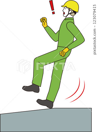 Dangerous scene at work site. Illustration of worker about to slip and fall Dangerous scene at work site. Illustration of worker about to slip and fall 123079415
