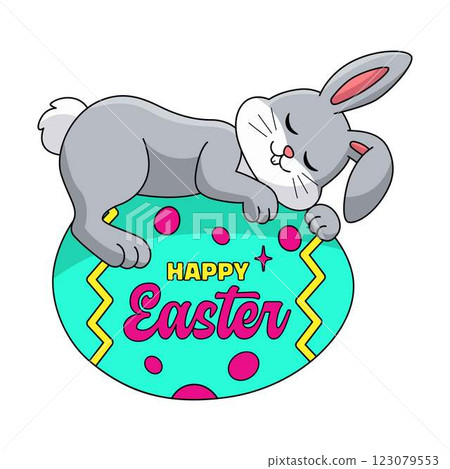 Happy Easter Typography Isolated White Background  123079553