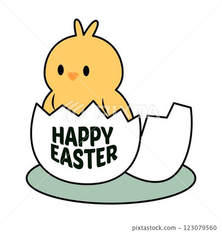 Happy Easter Typography Isolated White Background  123079560