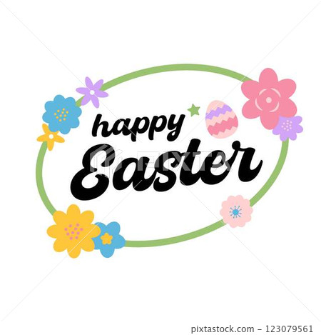Happy Easter Calligraphy Hand Lettering Isolated  123079561