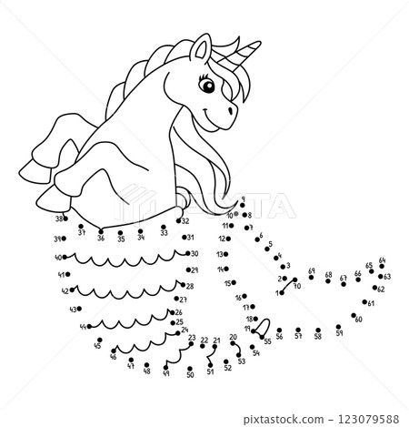 Dot to Dot Mermaid Unicorn Isolated Coloring Dot to Dot Mermaid Unicorn Isolated Coloring 123079588