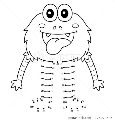 Dot to Dot Monster with Long Arm Long Leg Isolated Dot to Dot Monster with Long Arm Long Leg Isolated 123079626