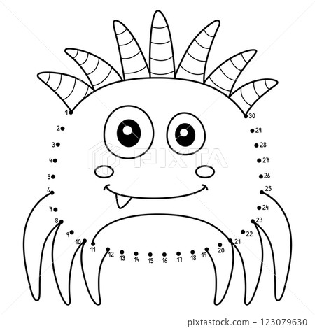 Dot to Dot Monster Spider Isolated Coloring Page Dot to Dot Monster Spider Isolated Coloring Page 123079630