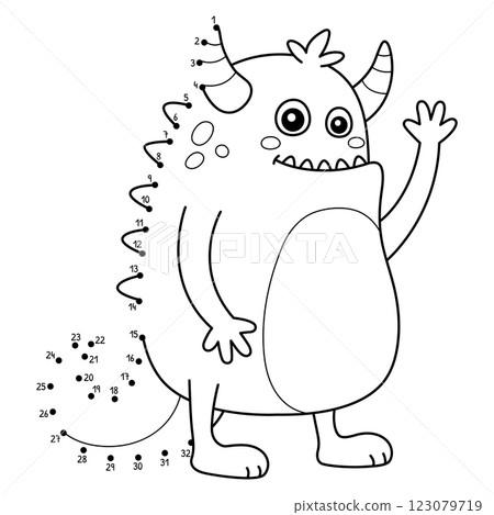 Dot to Dot Scary Monster Isolated Coloring Page Dot to Dot Scary Monster Isolated Coloring Page 123079719