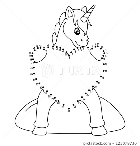 Dot to Dot Unicorn Hugging Heart Isolated Coloring Dot to Dot Unicorn Hugging Heart Isolated Coloring 123079730