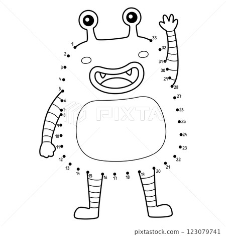 Dot to Dot Monster Robot Isolated Coloring Page 123079741