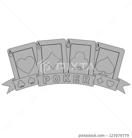 Poker hand surrounded with ribbons 123079779