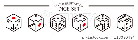 Vector illustration set of simple white dice with numbers 1 to 6 Vector illustration set of simple white dice with numbers 1 to 6 123080484