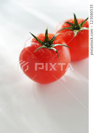 番茄與水滴（白色背景） 123080535