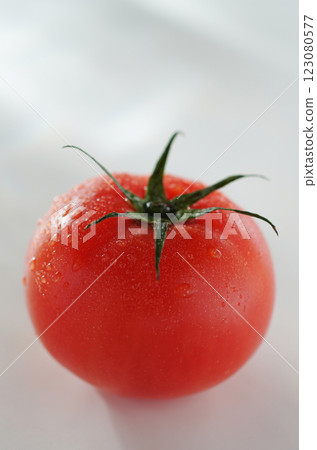 Tomato with water drops (white background) 123080577