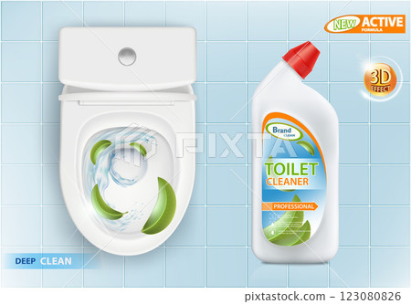 Packaging bottle with toilet cleaner 123080826