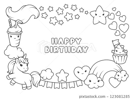 Background with unicorn. Happy birthday party invitation. Background with unicorn. Happy birthday party invitation. 123081285