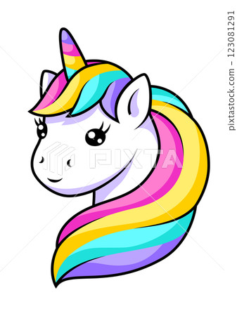 Illustration of unicorn. Happy birthday party item. Illustration of unicorn. Happy birthday party item. 123081291
