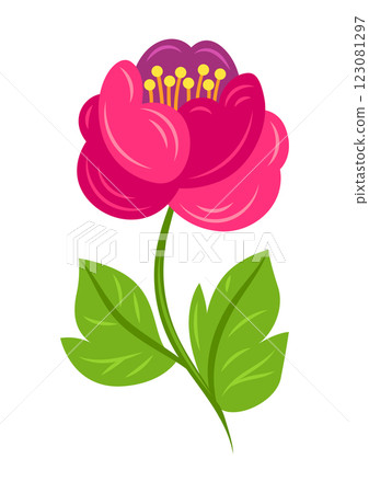 Illustration of pretty flower. Beautiful decorative bud with leaves. Illustration of pretty flower. Beautiful decorative bud with leaves. 123081297