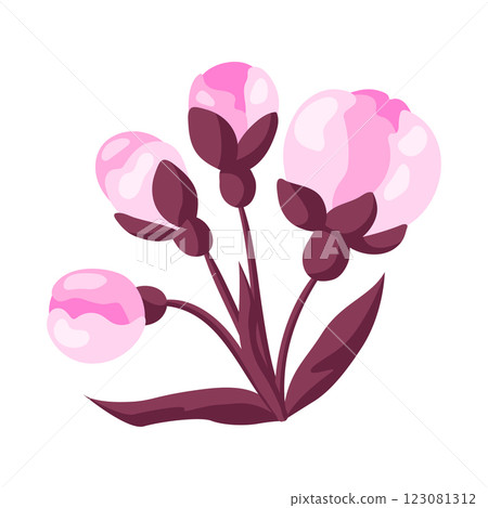 Illustration of spring flower buds. Apple, sakura or cherry blossom. 123081312