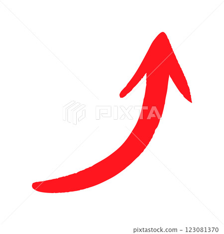 Hand-drawn upward arrow red 123081370