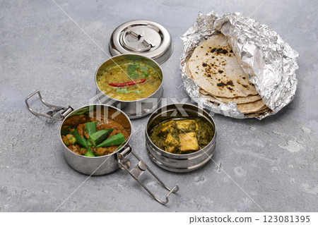 Retro Indian lunch box 123081395