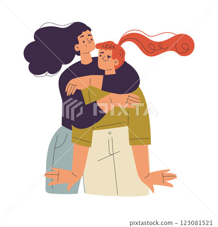 Unwanted Hugs with Woman Feel Annoyed from Unwelcome Awkward Touch Vector Illustration Unwanted Hugs with Woman Feel Annoyed from Unwelcome Awkward Touch Vector Illustration 123081521