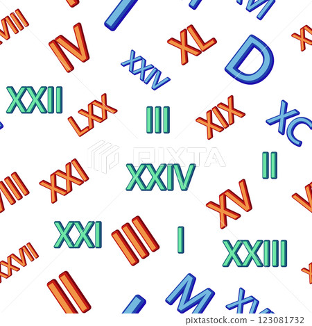 Seamless pattern with Roman numerals. Ten, twenty, thirty, forty, fifty, sixty, seventy, eighty, ninety. Algebra and geometry, calculations 123081732