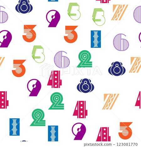 Seamless pattern with beautiful numbers. Algebra and geometry, calculations Seamless pattern with beautiful numbers. Algebra and geometry, calculations 123081770