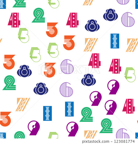 Seamless pattern with beautiful numbers. Algebra and geometry, calculations Seamless pattern with beautiful numbers. Algebra and geometry, calculations 123081774