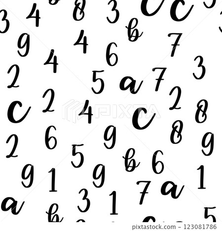 Seamless pattern with beautiful numbers. Algebra and geometry, calculations Seamless pattern with beautiful numbers. Algebra and geometry, calculations 123081786