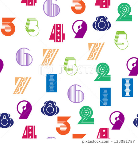 Seamless pattern with beautiful numbers. Algebra and geometry, calculations Seamless pattern with beautiful numbers. Algebra and geometry, calculations 123081787