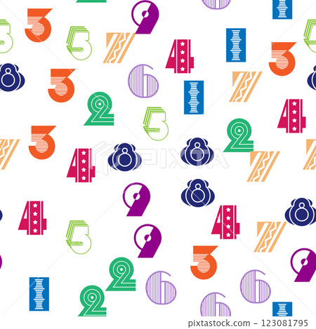 Seamless pattern with beautiful numbers. Algebra and geometry, calculations Seamless pattern with beautiful numbers. Algebra and geometry, calculations 123081795