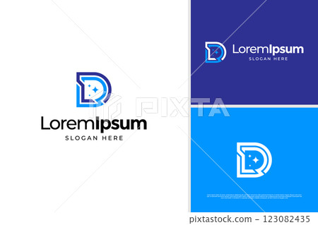 Modern letter D monogram line tech logo vector design template 123082435