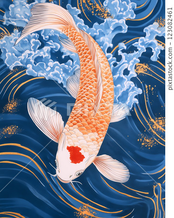Koi in blue waves 123082461