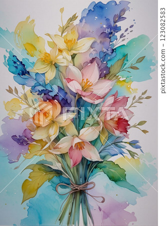 夢幻般的水彩花 夢幻般的水彩花 123082583