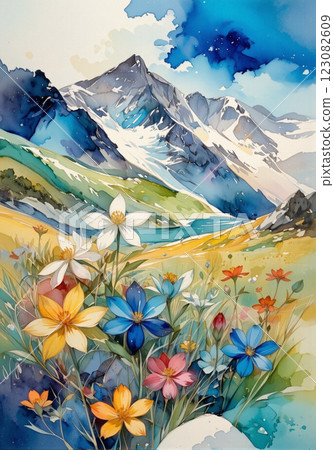 Fantastic watercolor flowers 123082609