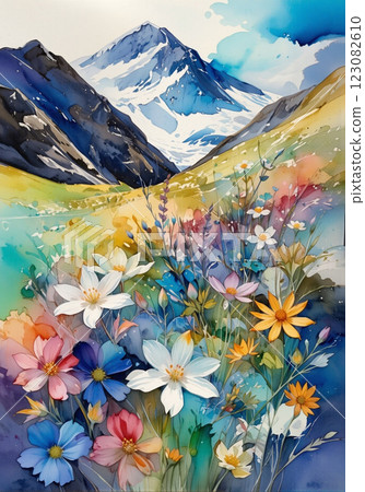 Fantastic watercolor flowers 123082610